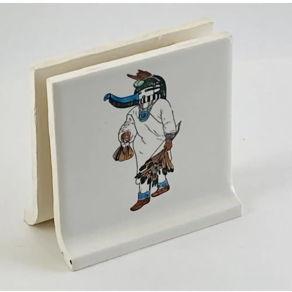 Ceramic Kachina Recipe Card Note Greeting Holder Clip Desk Southwest Native Amer